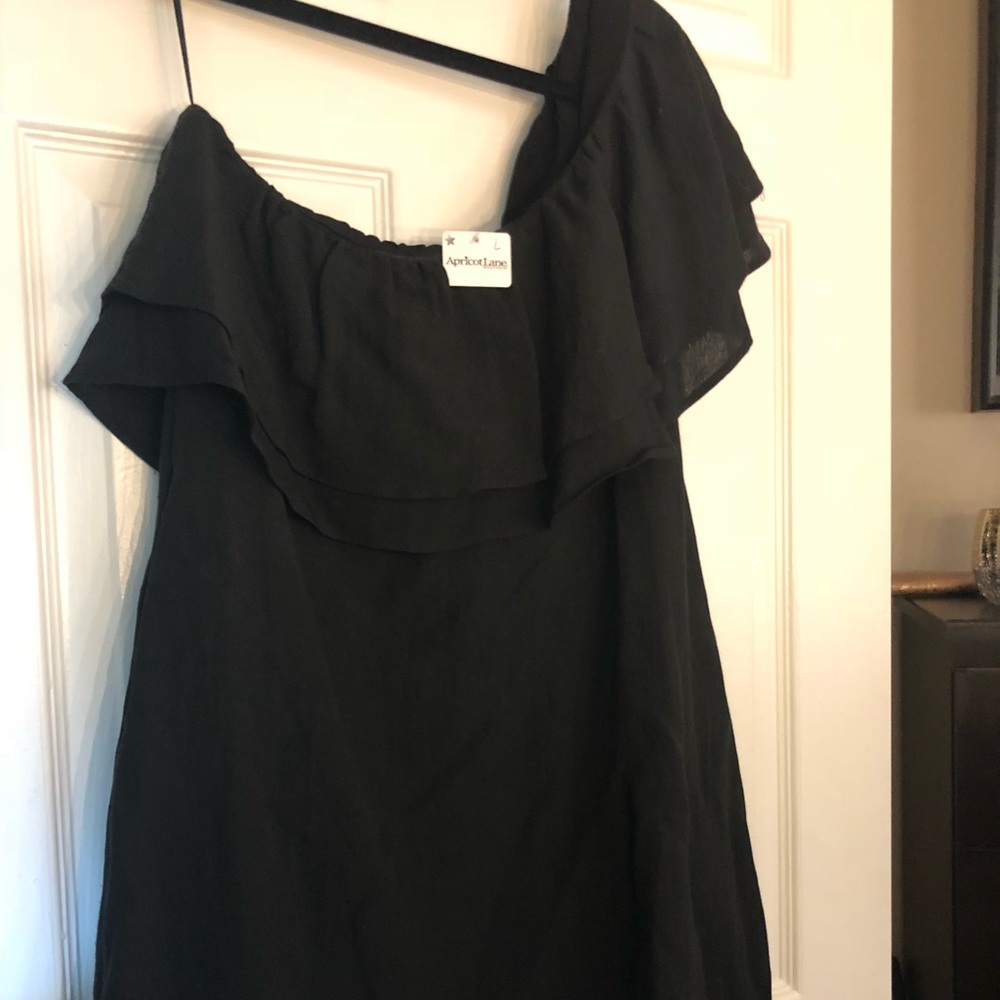 Black mini off shoulder dress